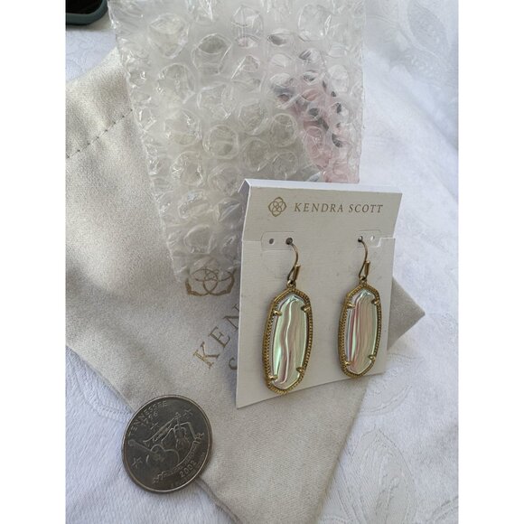Kendra Scott Hallie Iridescent Pink Silver Drop Earrings NWT $70 w Gift Bag - Picture 5 of 7